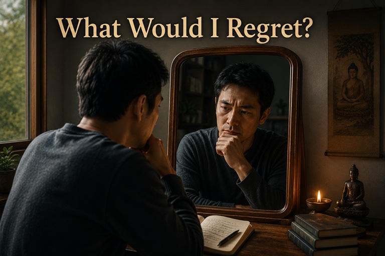 Person examining their own reflection